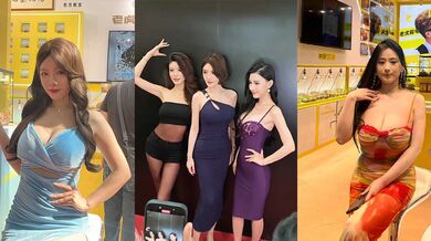 广东顺德 世界名龟展 翻车 请爆乳网红站台搞擦边 短裙配开档黑丝玩露出 让乌龟爬酥胸 勾得观众龟头乱撞！